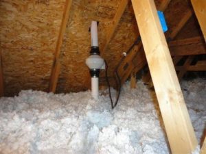 Attic Radon Mitigation System Fan By Brookfield Radon Mitigators 17145 W Bluemound Rd j100, Brookfield, WI 53005 262-955-6696
